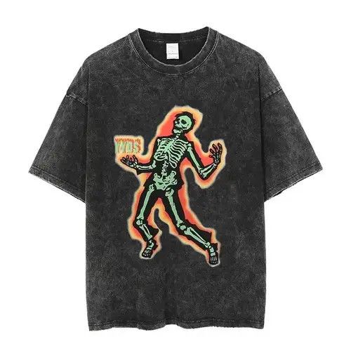 Handmade Skull Print Graphic Washed T-Shirt Rock Punk Gothic style Size US L / EU 52-54 / 3 - 3 Thumbnail