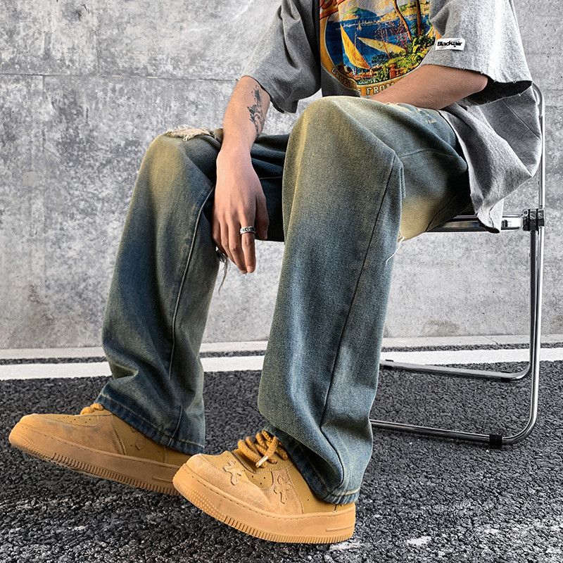 Japanese Brand Men's Retro High Street Ripped Loose Jeans Size US 32 / EU 48 - 2 Thumbnail