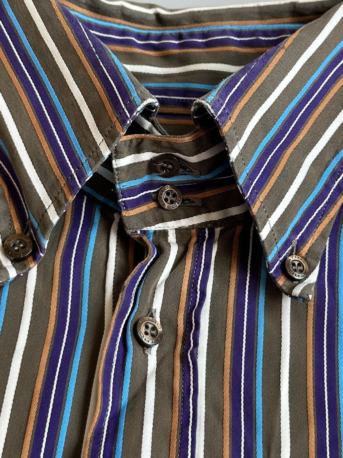 Etro Etro MultiColor Stripe Cotton Button Up Long Sleeve Shirt Size US S / EU 44-46 / 1 - 6 Thumbnail