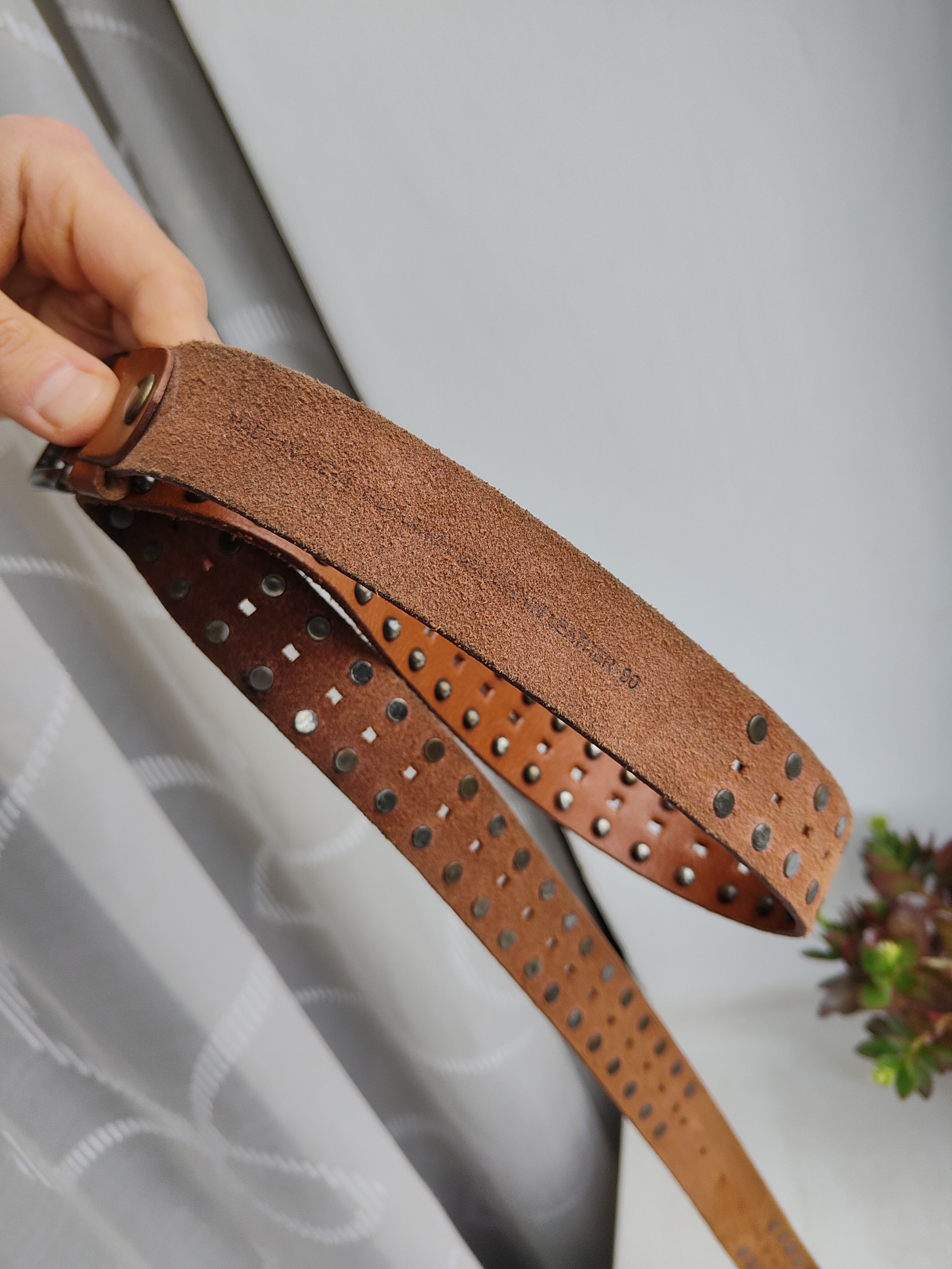 Genuine Leather Leather brown belt leather belt unisex Size ONE SIZE - 6 Thumbnail