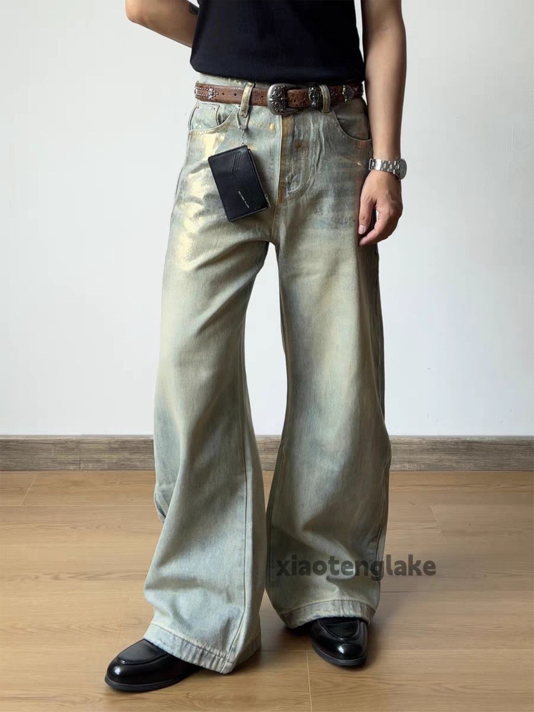 custom washed faded punk grunge distressed Stain jeans