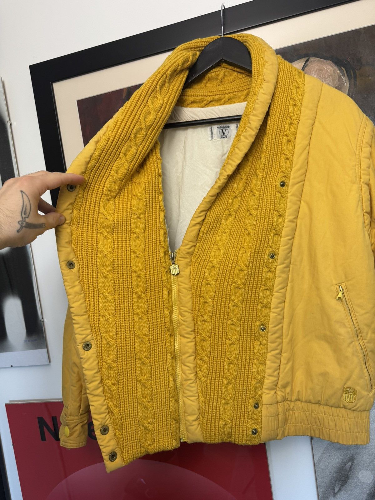Valentino Vintage 90s Valentino Sport Knitted Jacket Yellow Designer Size S / US 4 / IT 40 - 5 Thumbnail