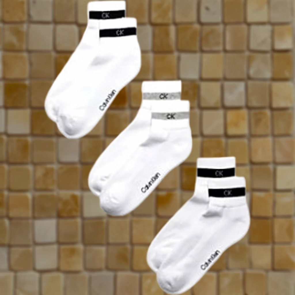 Calvin Klein CALVIN KLEIN 3-PACK TERRYCLOTH QUARTER SOCKS White Sock One Size Mens Size ONE SIZE - 1 Preview