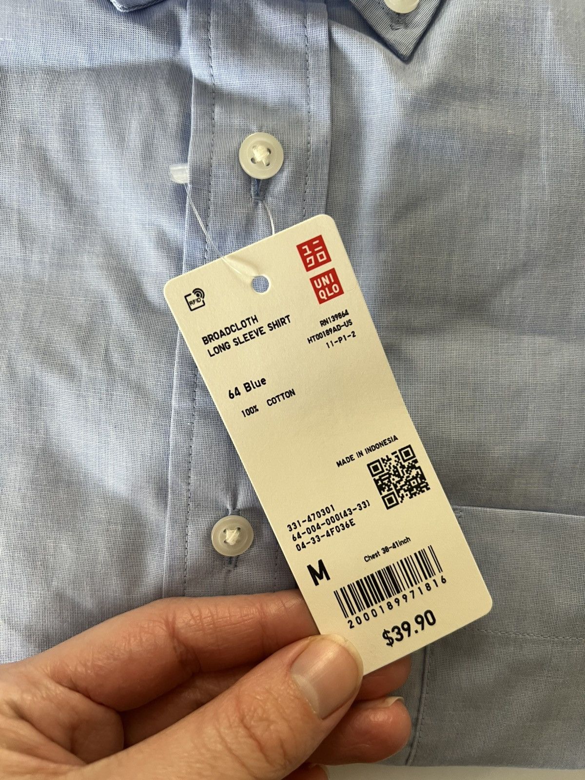 Uniqlo Broadcloth Long Sleeve Shirt Size US M / EU 48-50 / 2 - 2 Thumbnail
