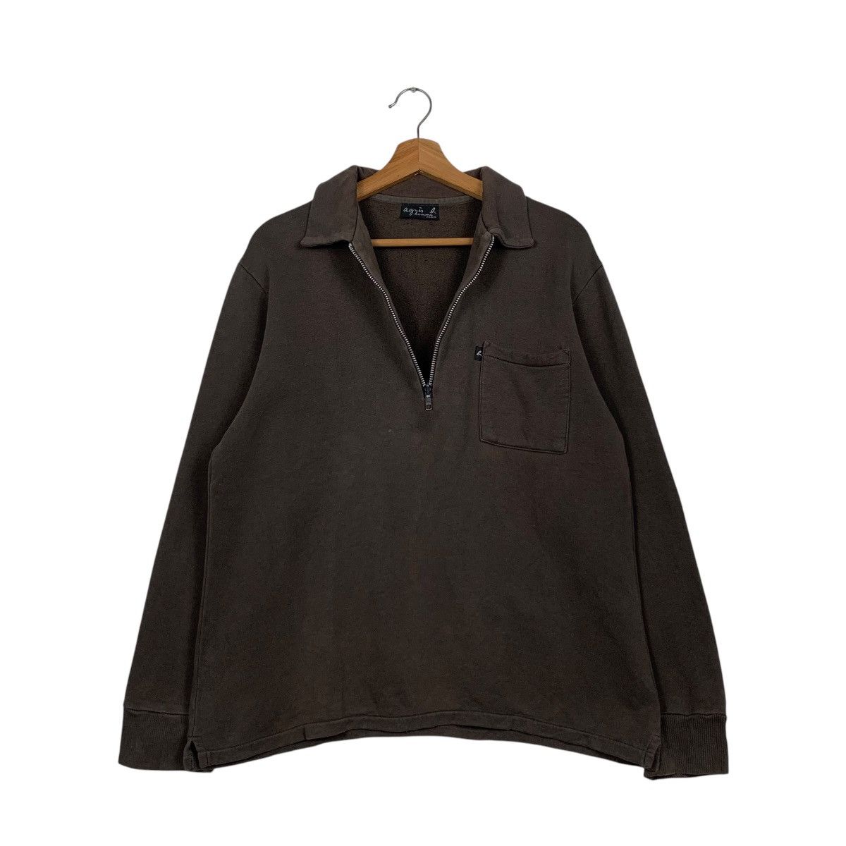 agnes b. AGNES B Half Zip Collared Single Pocket Sweatshirt #1607-C72 Size US M / EU 48-50 / 2 - 9 Thumbnail