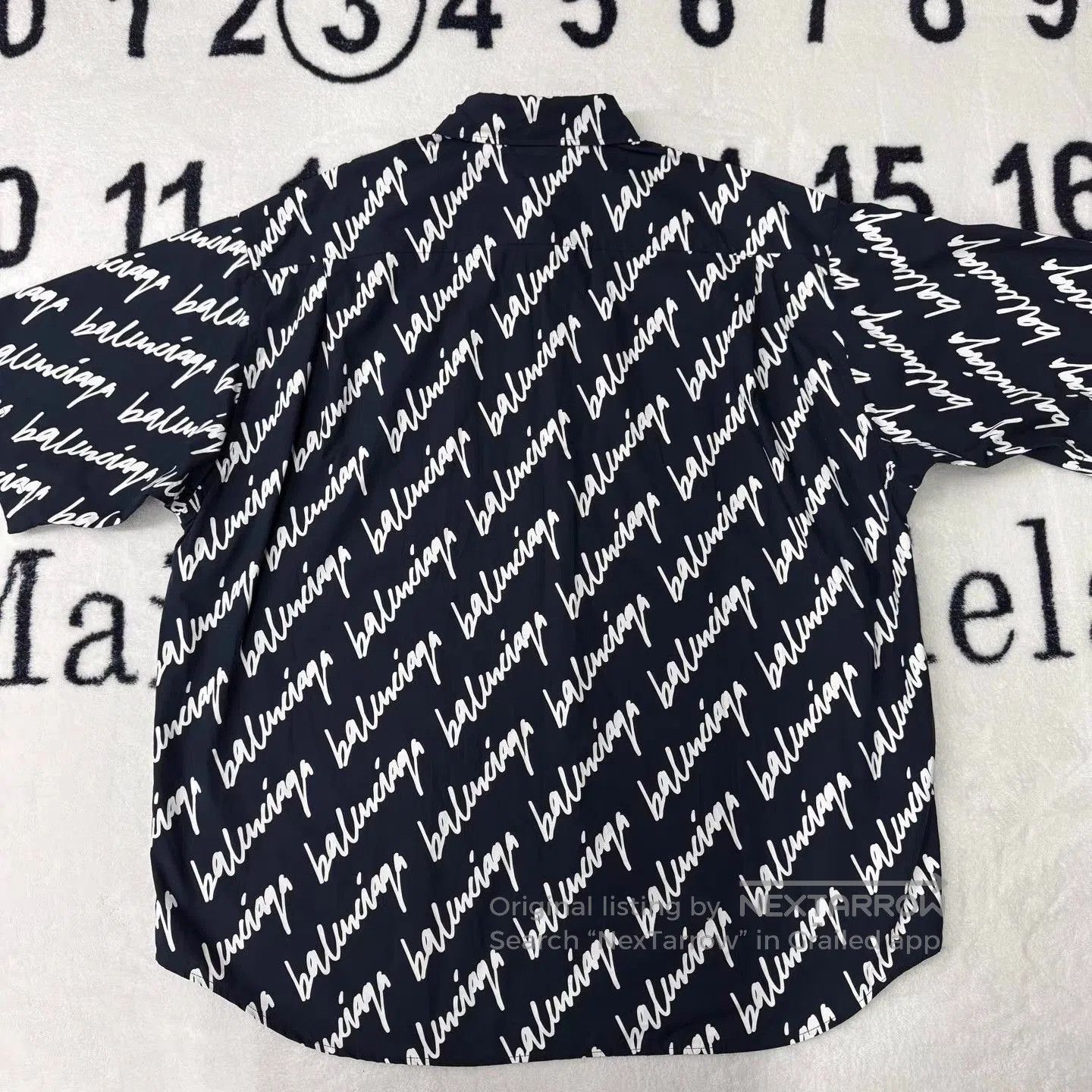 Balenciaga Multi Text Pattern Short Sleeve Button. Size US XL / EU 56 / 4 - 2 Thumbnail