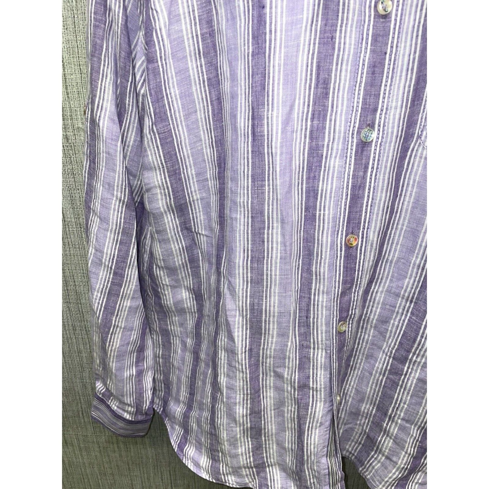 BUGATCHI Bugatchi Uomo Linen Button Down Shirt Mens Large Purple Long Sleeve Size US L / EU 52-54 / 3 - 4 Thumbnail
