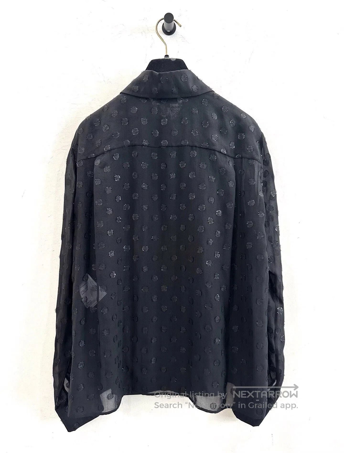 Chanel Chanel Black Polka Dot Silk Shirt Coat. Size XS / US 0-2 / IT 36-38 - 3 Thumbnail