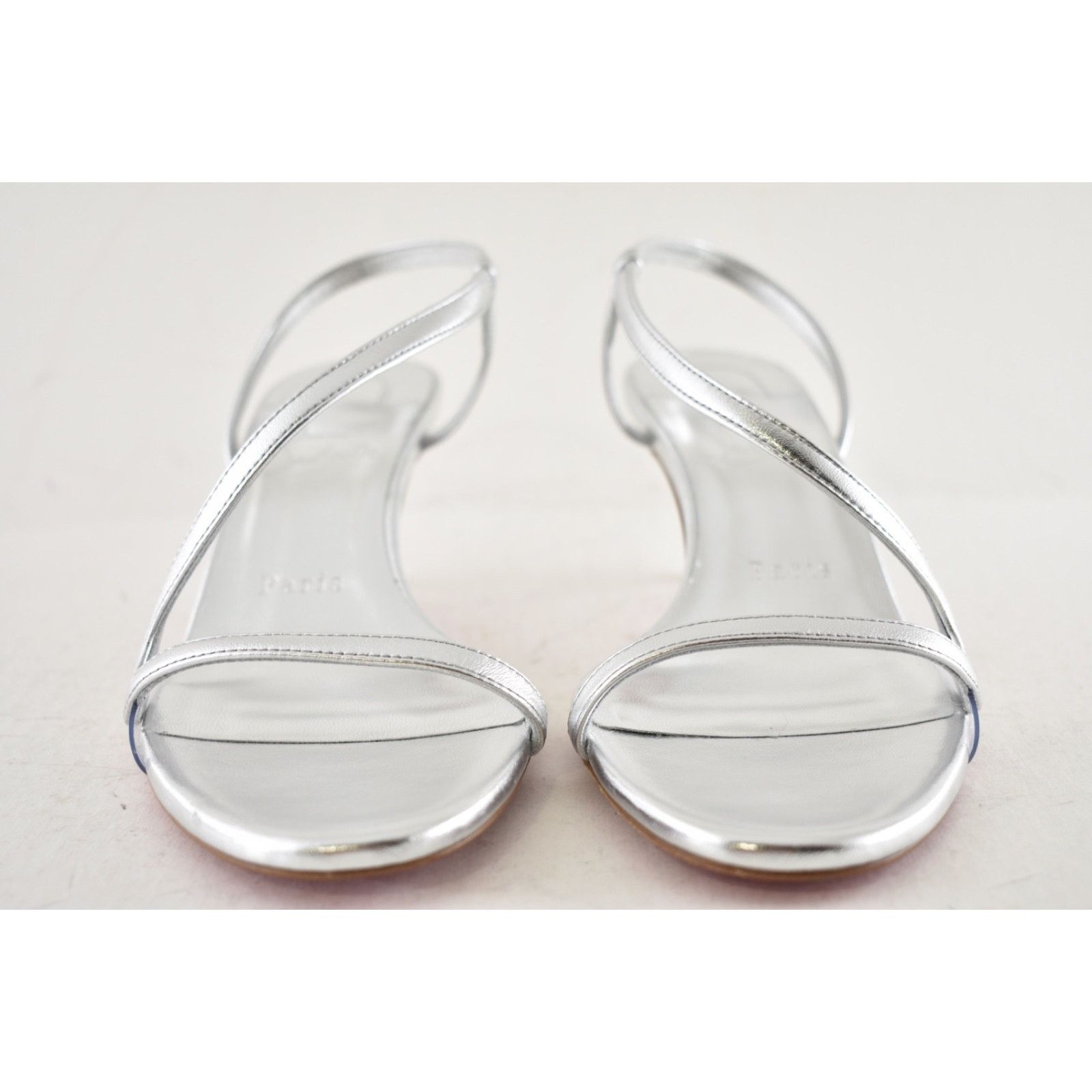 Christian Louboutin Christian Louboutin Rosalie 55 Silver Ankle Strap Pump 37.5 Size US 7.5 / IT 37.5 - 5 Thumbnail