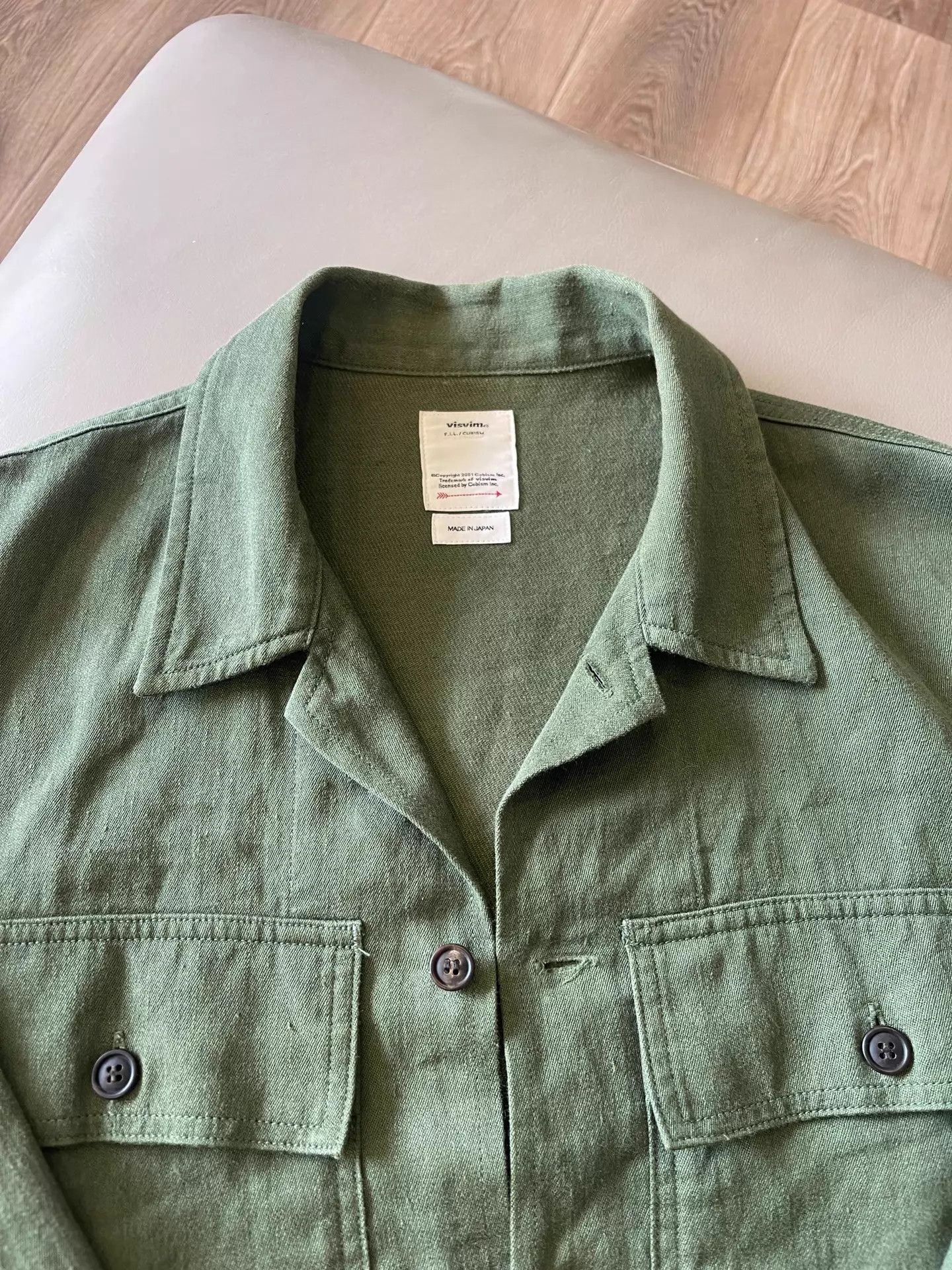 Visvim VISVIM 22SS CARDWELL L/S Olive 3 Wool-Linen Military Work Shirt Size US L / EU 52-54 / 3 - 3 Thumbnail
