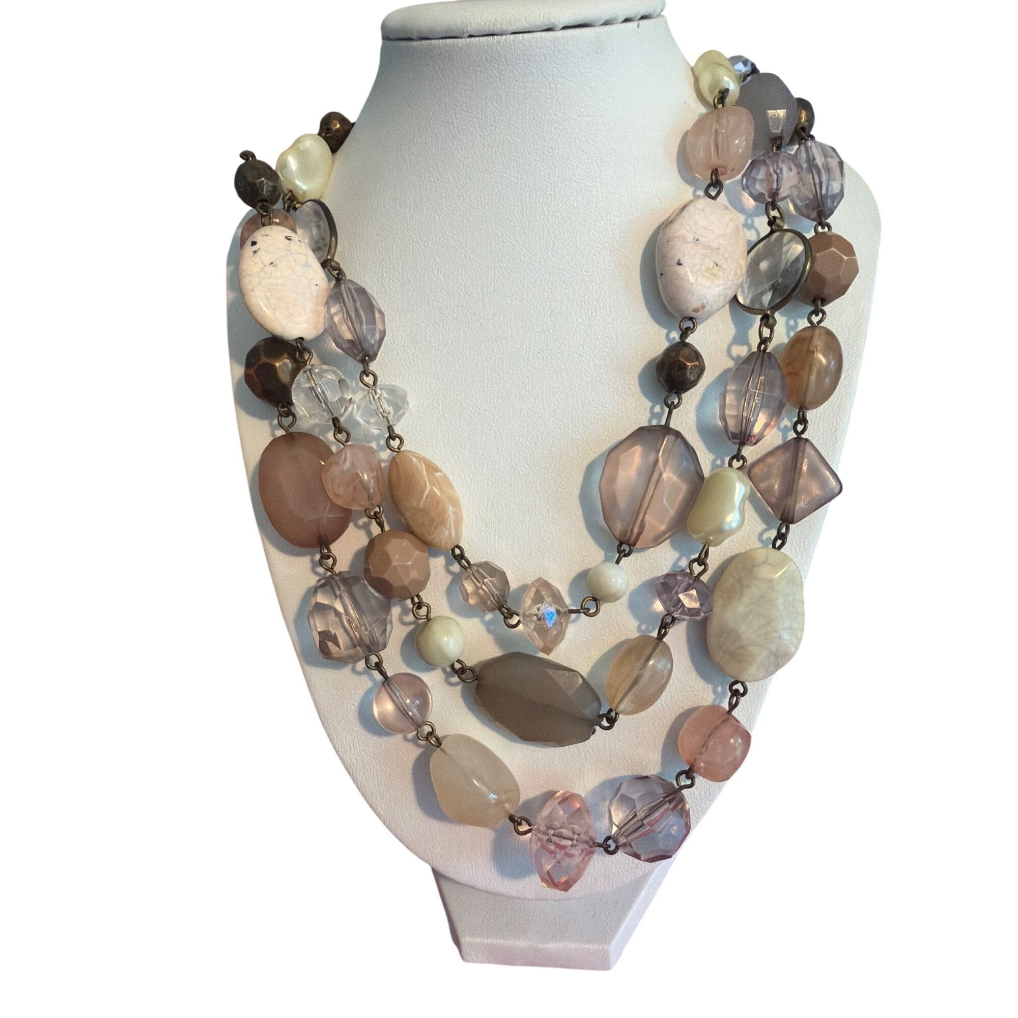 Other Premier Designs 3 Strand Necklace Chunky Layered Pink Purple Size ONE SIZE - 1 Thumbnail