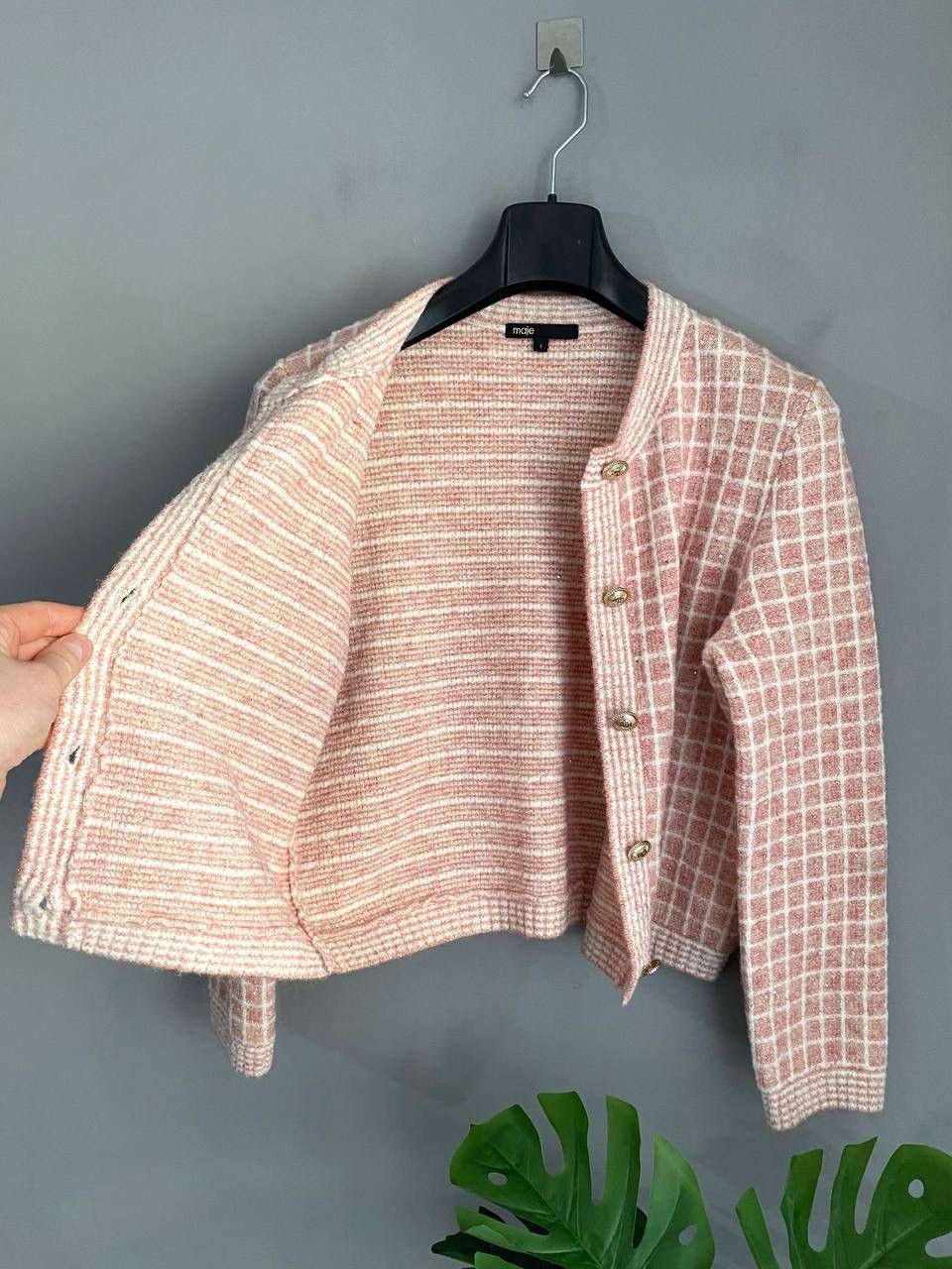 Maje Maje Women's Tweed-Style Pink Wool / Mohair Knit Cardigan, S Size S / US 4 / IT 40 - 11 Thumbnail