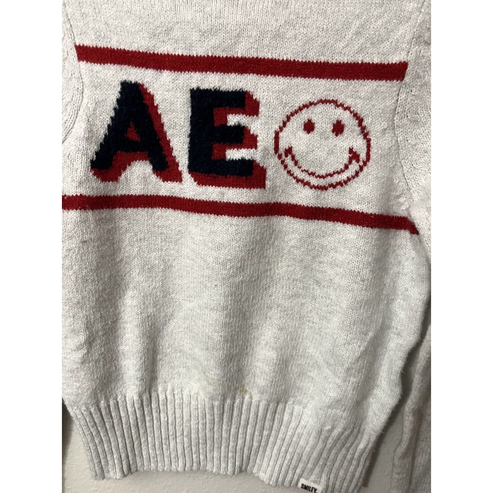 American Eagle Outfitters AMERICAN EAGLE WOMENS SWEATER SMILEY FACE MOCK NECK XS GREY Tailored for Women Vintage? (No, not vintage) Size XS / US 0-2 / IT 36-38 - 2 Thumbnail