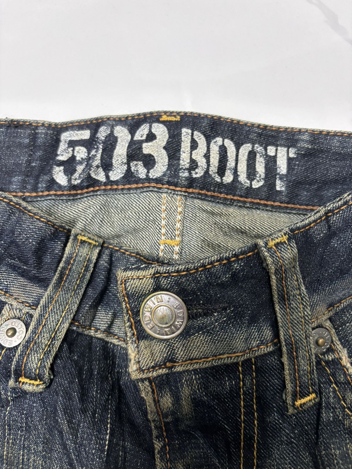 If Six Was Nine FLARED🔥EDWIN 503 MUD WASH BOOTCUT DIRTY DENIM JEANS Size US 32 / EU 48 - 8 Thumbnail