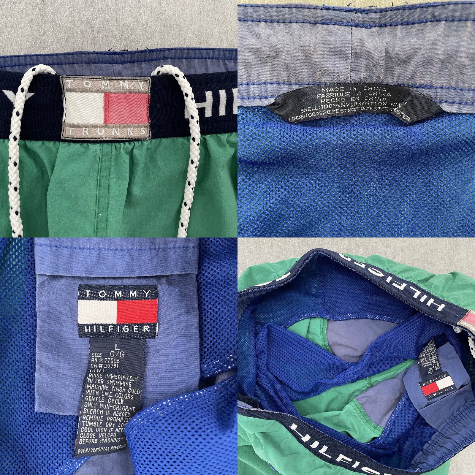 Tommy Hilfiger VINTAGE Tommy Hilfiger Swim Trunks Adult Large Green Board Cargo Pockets Size US 33 - 8 Thumbnail