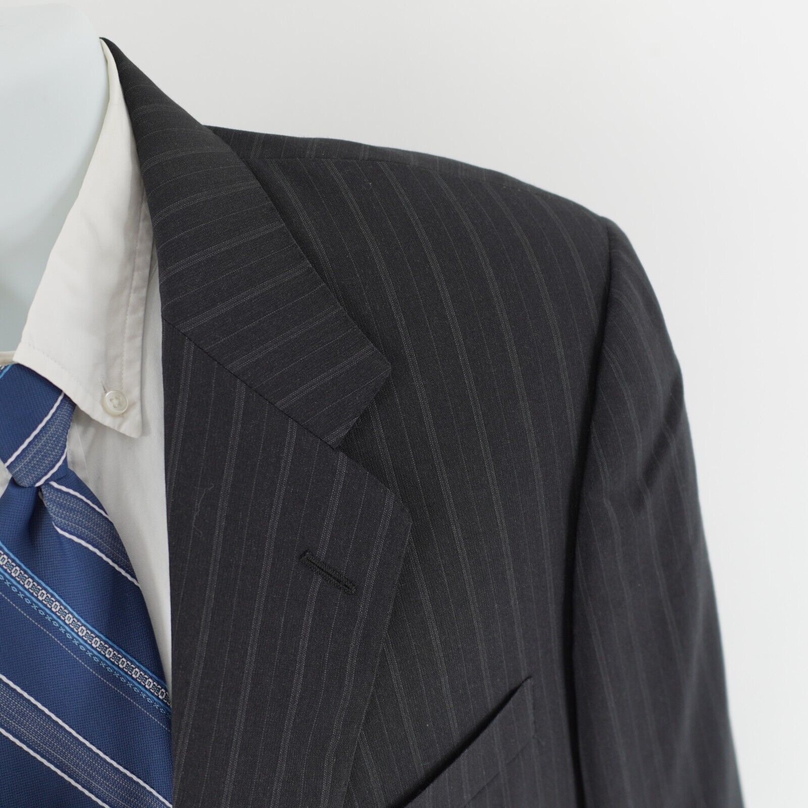 Canali DAMAGED Canali Pure Wool Gray Striped Suit Jacket 2 Button 4 Size 42R - 2 Thumbnail