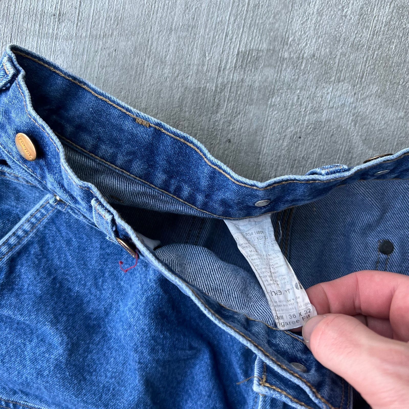 Carhartt × Vintage Carhartt blue denim jeans double knee work carpenter pants Size US 35 - 4 Thumbnail