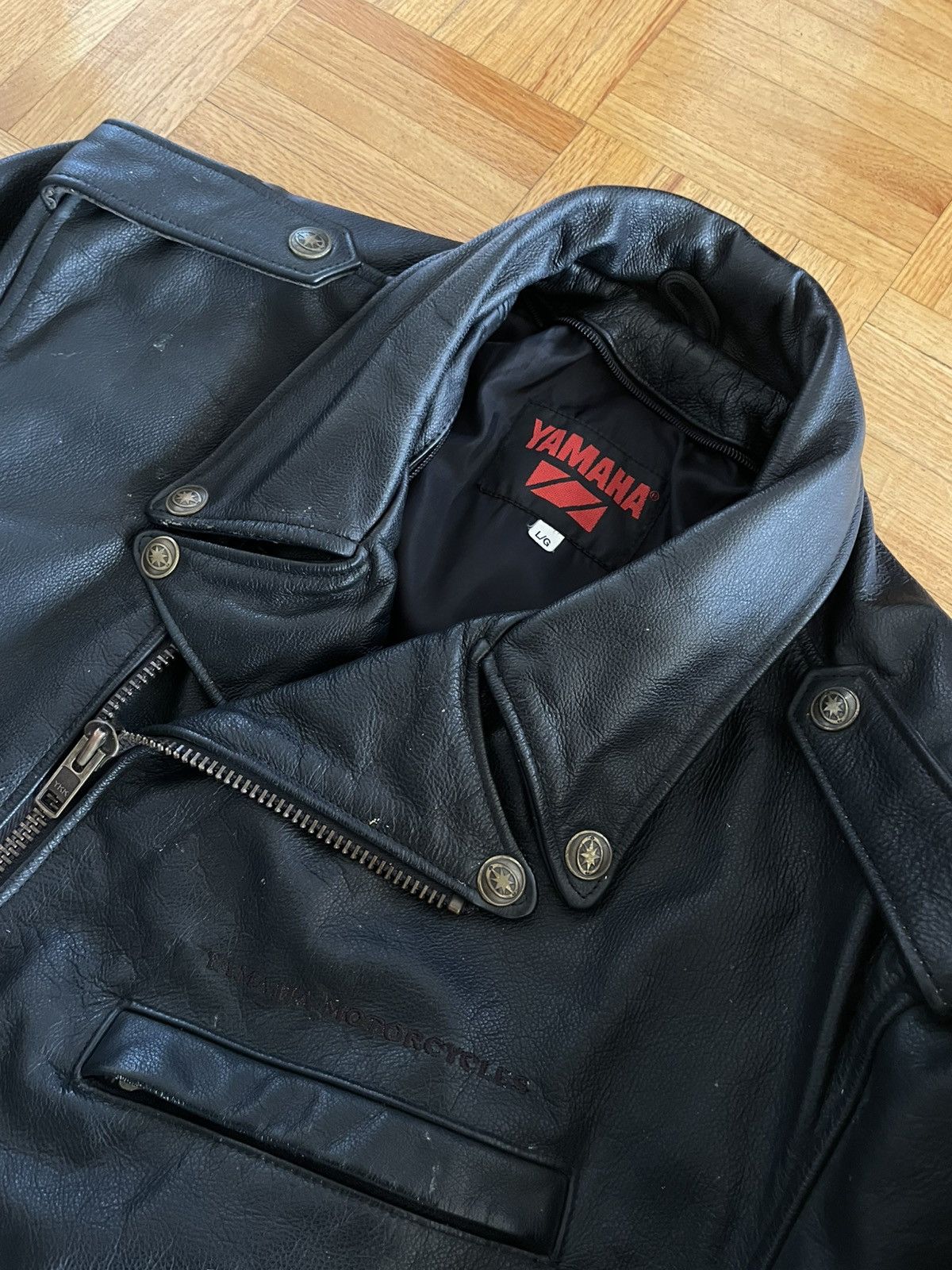 Yamaha Vintage 80s Yamaha Leather Biker Jacket Size US L / EU 52-54 / 3 - 3 Thumbnail