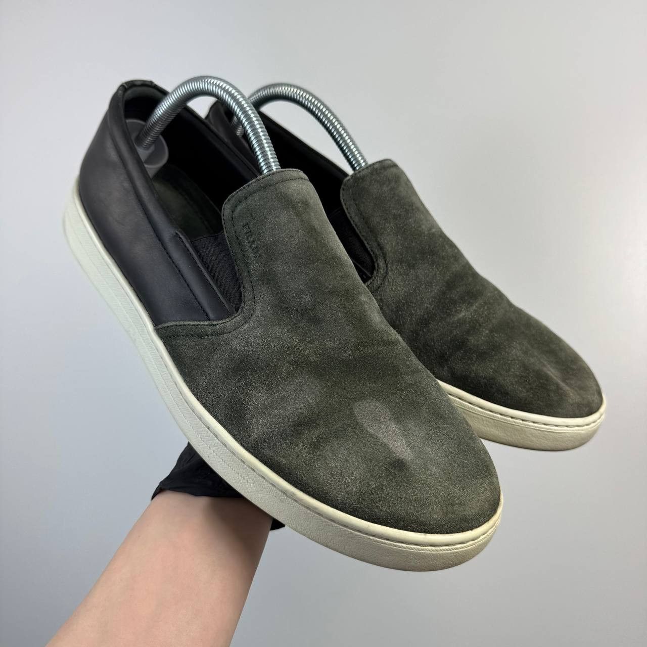 Prada Prada Suede Slip-On Sneakers Green Black Luxury Size 10 Size US 10 / EU 43 - 1 Thumbnail