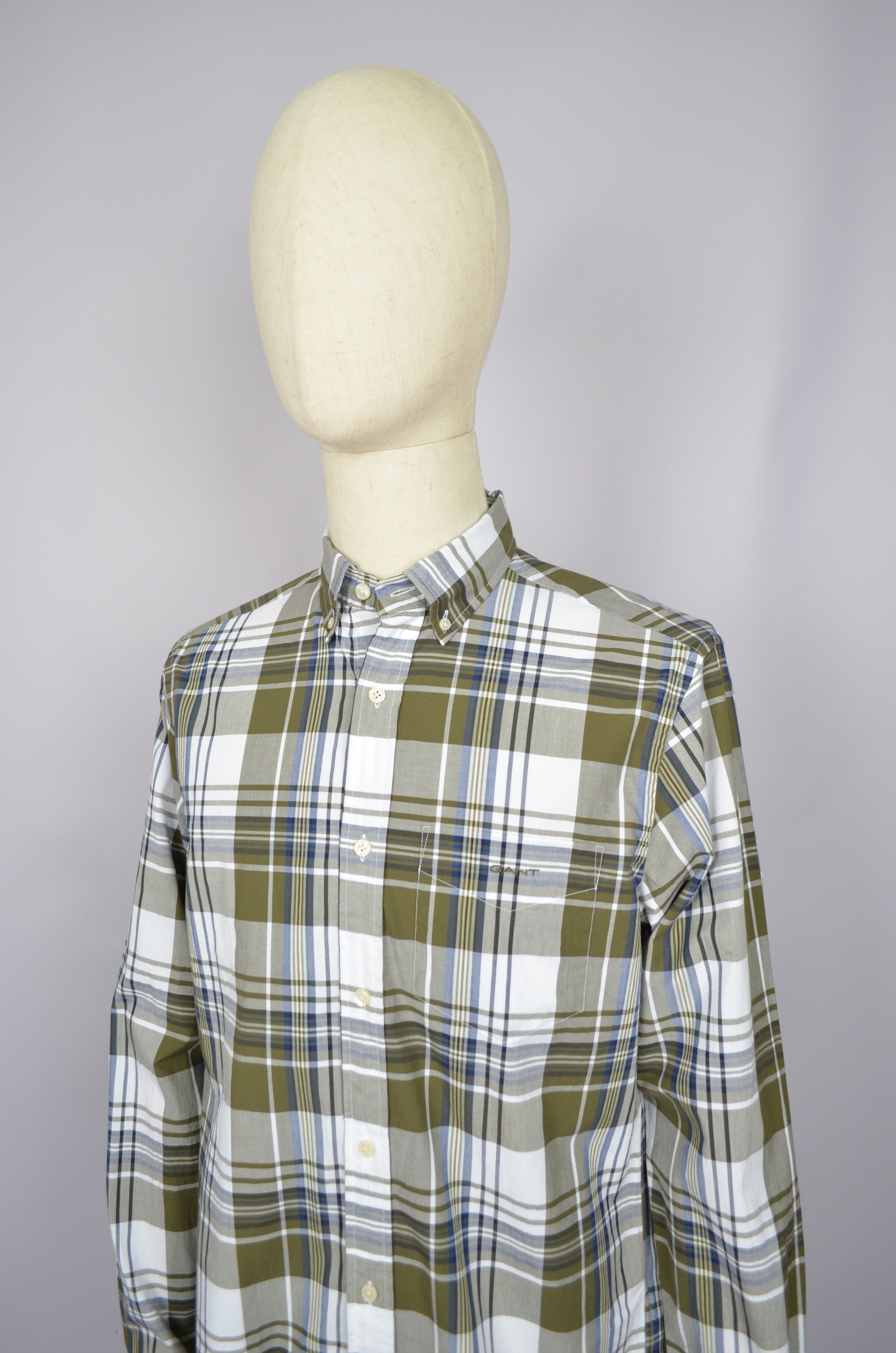 Designer × Gant GANT White Green Check Poplin Shirt Regular Size M Size US M / EU 48-50 / 2 - 3 Thumbnail