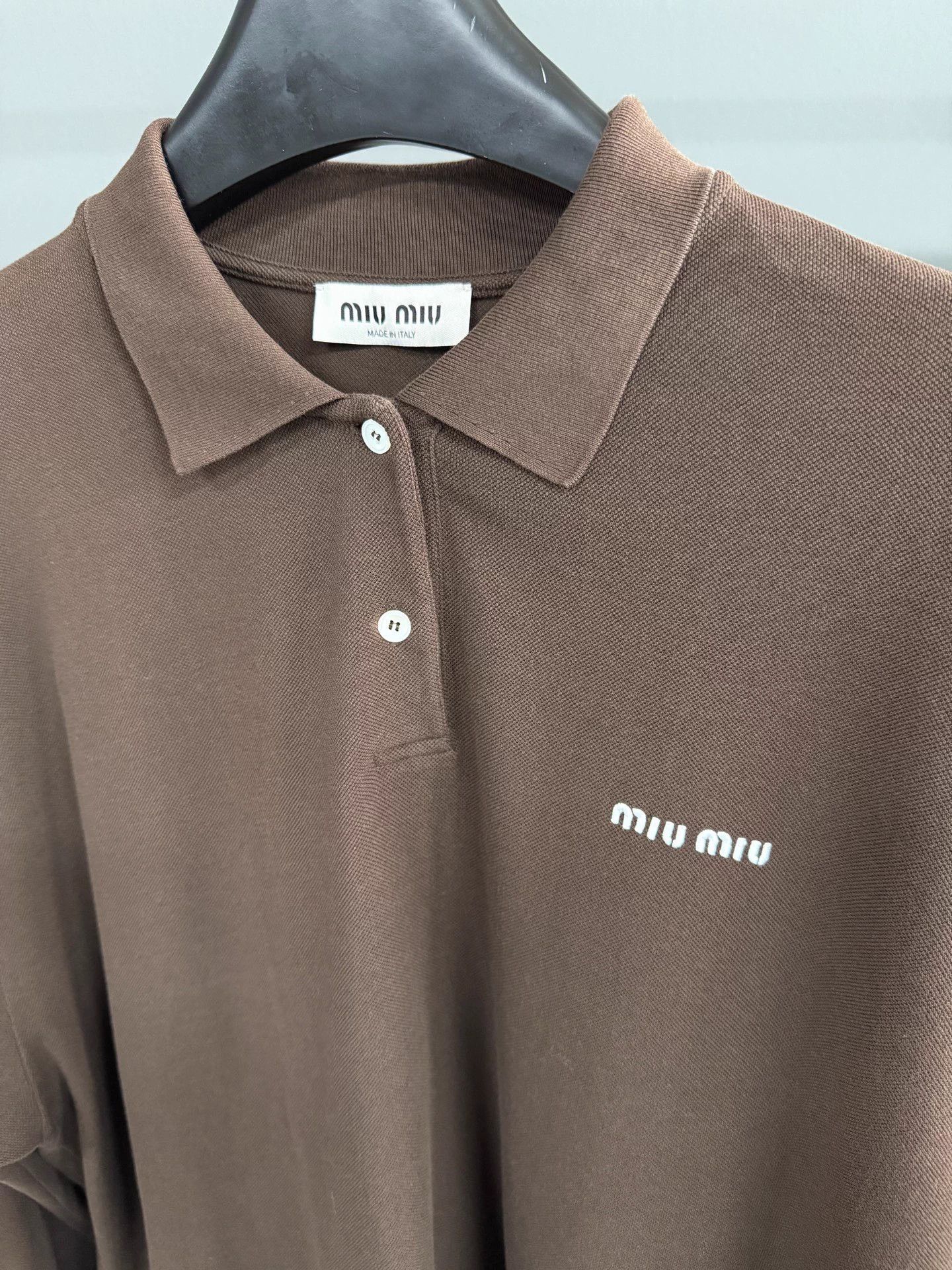 Miu Miu Miu Miu SS25 Long Sleeve Polo Shirt Brown XL Size XL / US 12-14 / IT 48-50 - 3 Thumbnail