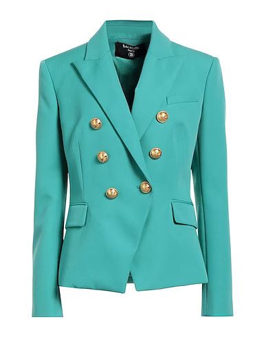 image of Balmain O1Srvl11E0524 Double-Breasted Blazer In Green, Women's (Size Small)