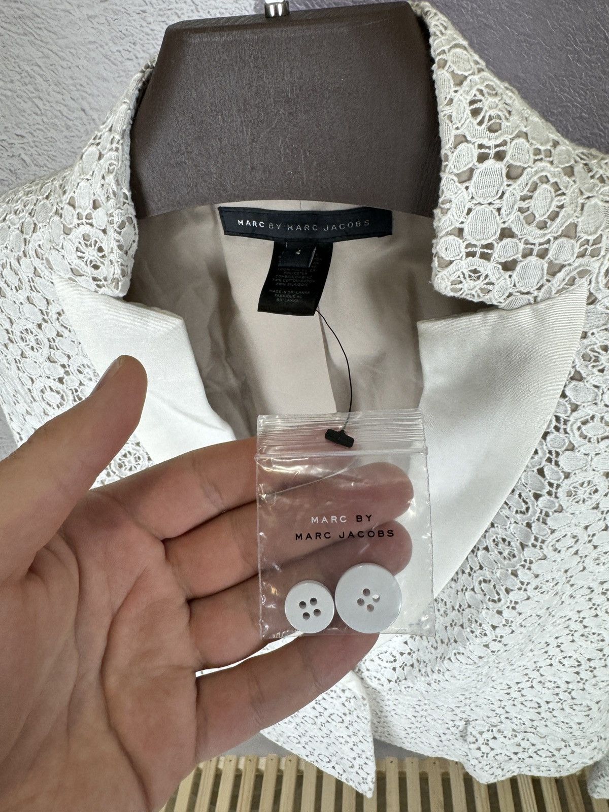 Marc by Marc Jacobs Marc By Marc Jacobs Womens Lace Notch Collar Blazer White 4 Size S / US 4 / IT 40 - 10 Thumbnail