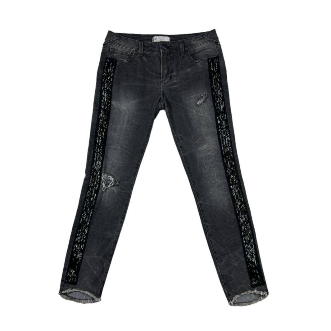 Free People Free People Black Beaded Skinny Jeans | Size 27 Size 27" / US 4 / IT 40 - 1 Thumbnail