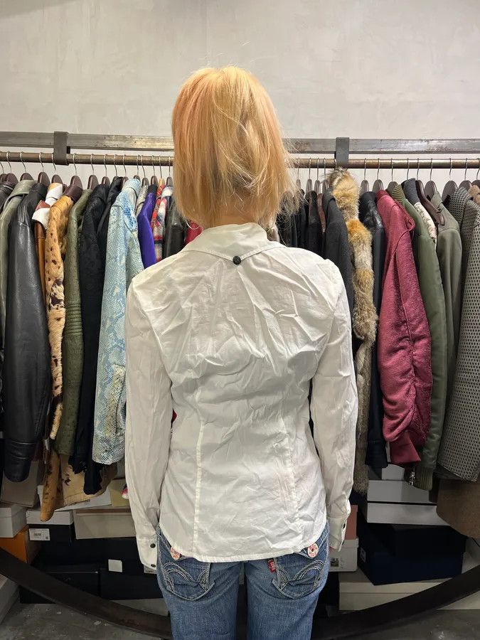 Just Cavalli 2000s Cavalli 3D Crocodile White Shirt Size XS / US 0-2 / IT 36-38 - 2 Thumbnail