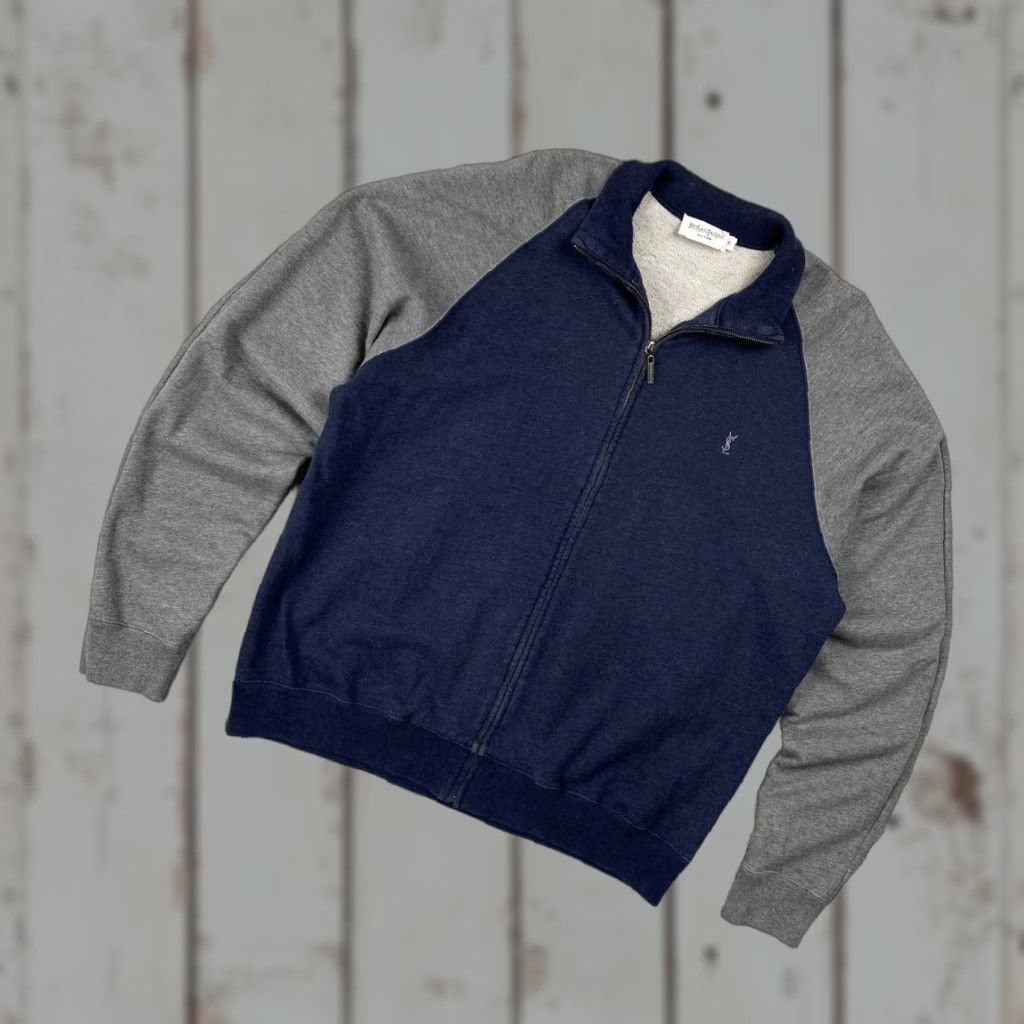 Yves Saint Laurent Yves Saint Laurent Sweatshirt Zip Up Jacket YSL 90s Men Size M Blue/C Gray Logo 90s Mens Sweatshirt Size US M / EU 48-50 / 2 - 1 Thumbnail