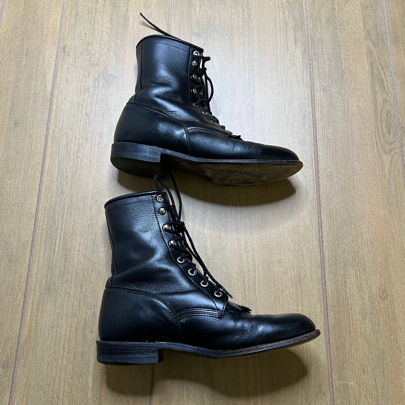 Justin Boots Justin Women’s Kiltie Packer Boots Black Leather 7 B USA Size US 7 / IT 37 - 6 Thumbnail