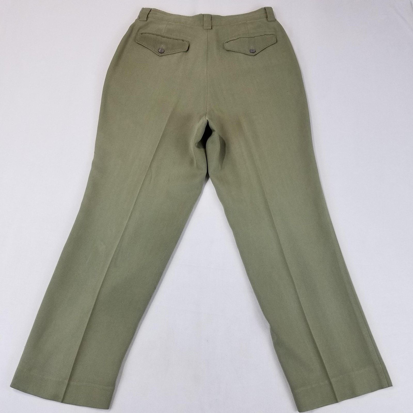 Tommy Bahama Tommy Bahama Pants Women 8 Green Silk Pleated Lined Trousers Size 30" / US 8 / IT 44 - 2 Thumbnail