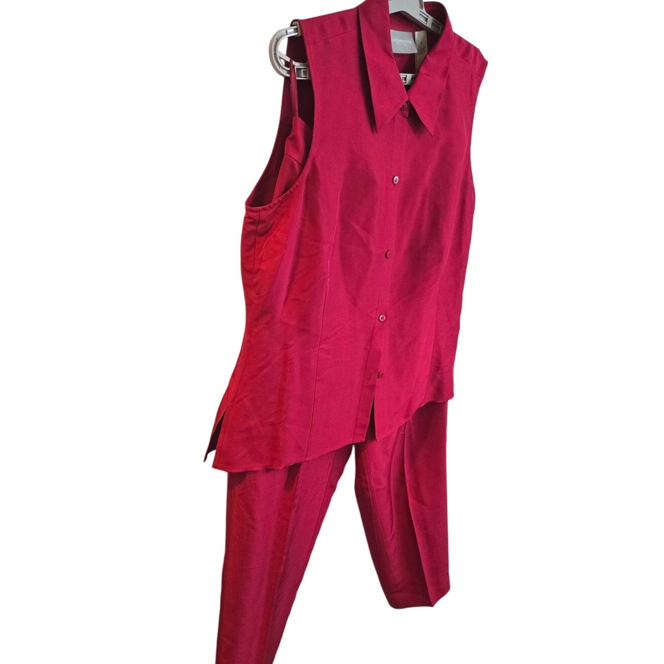 Liz Claiborne Liz Claiborne Silk Vest + Pants Set – Size 16 Red Size XXL / US 16-18 / IT 52-54 - 5 Thumbnail
