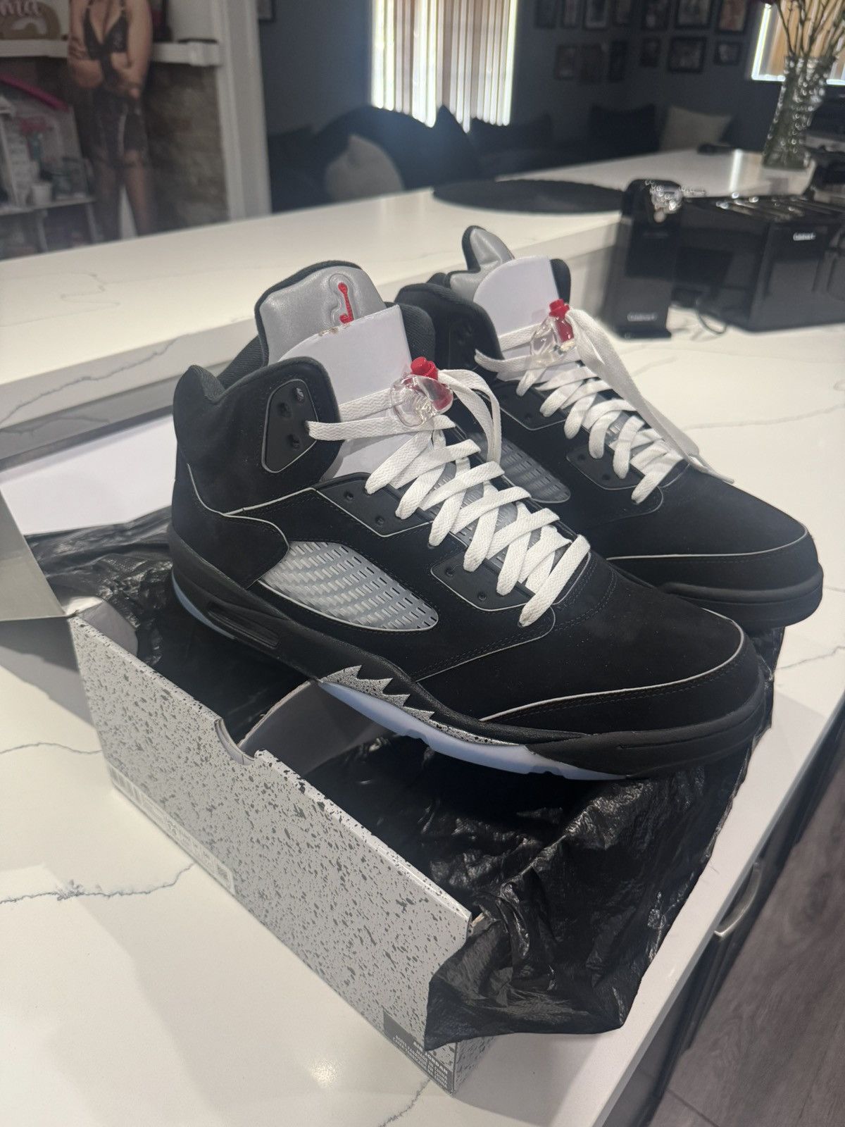 Jordan Brand Jordan 5 Retro OG Black Metallic Reimagined Size US 14 / EU 47 - 4 Thumbnail