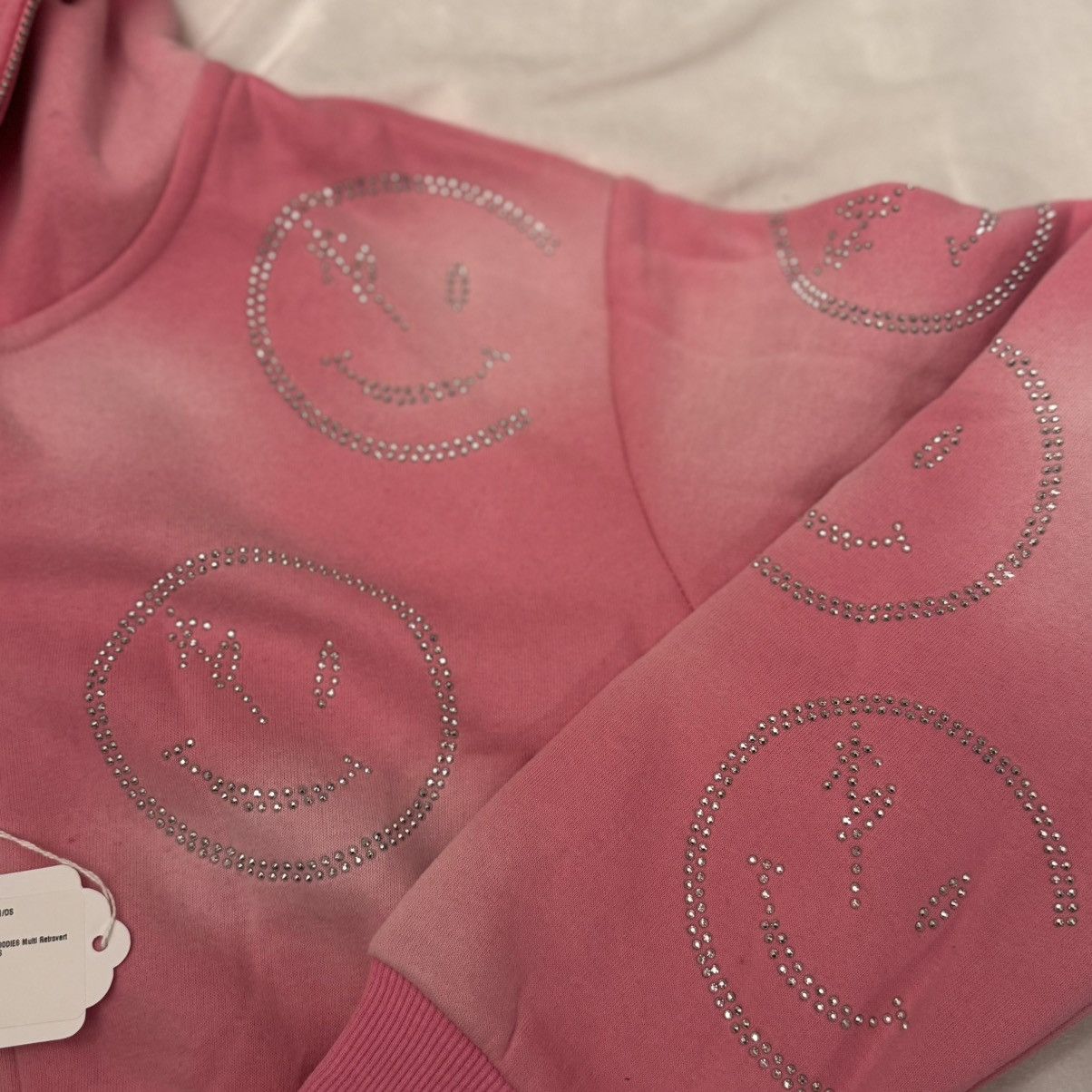 RETROVERT RETROVERT Women's Rhinestone Smiley Zip Up Cropped Hoodie Size M / US 6-8 / IT 42-44 - 2 Thumbnail