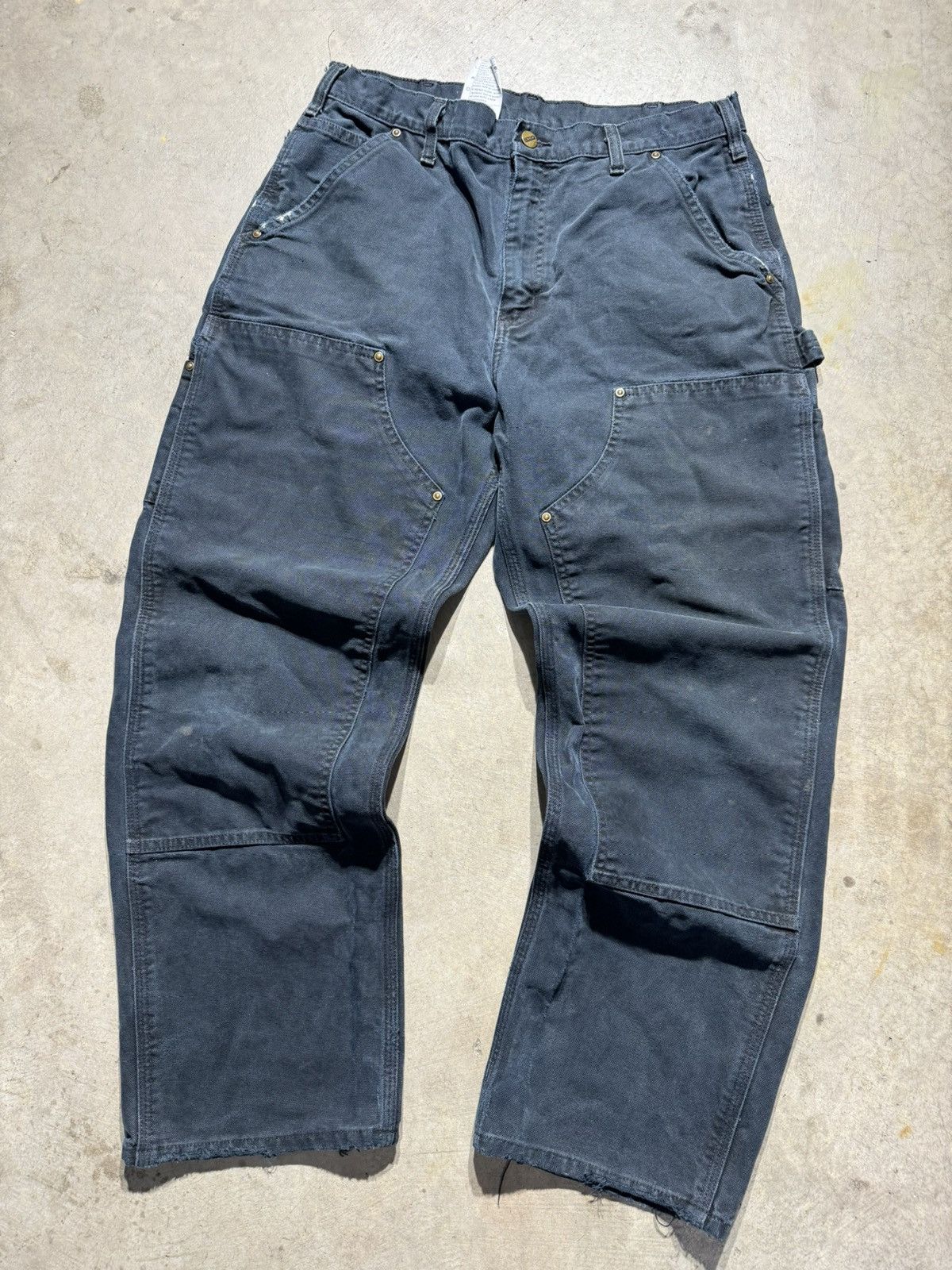 Akimbo Club × Carhartt × Vintage Vintage Faded Distressed Carhartt Black Double Knees 33x30 Size US 33 - 2 Thumbnail