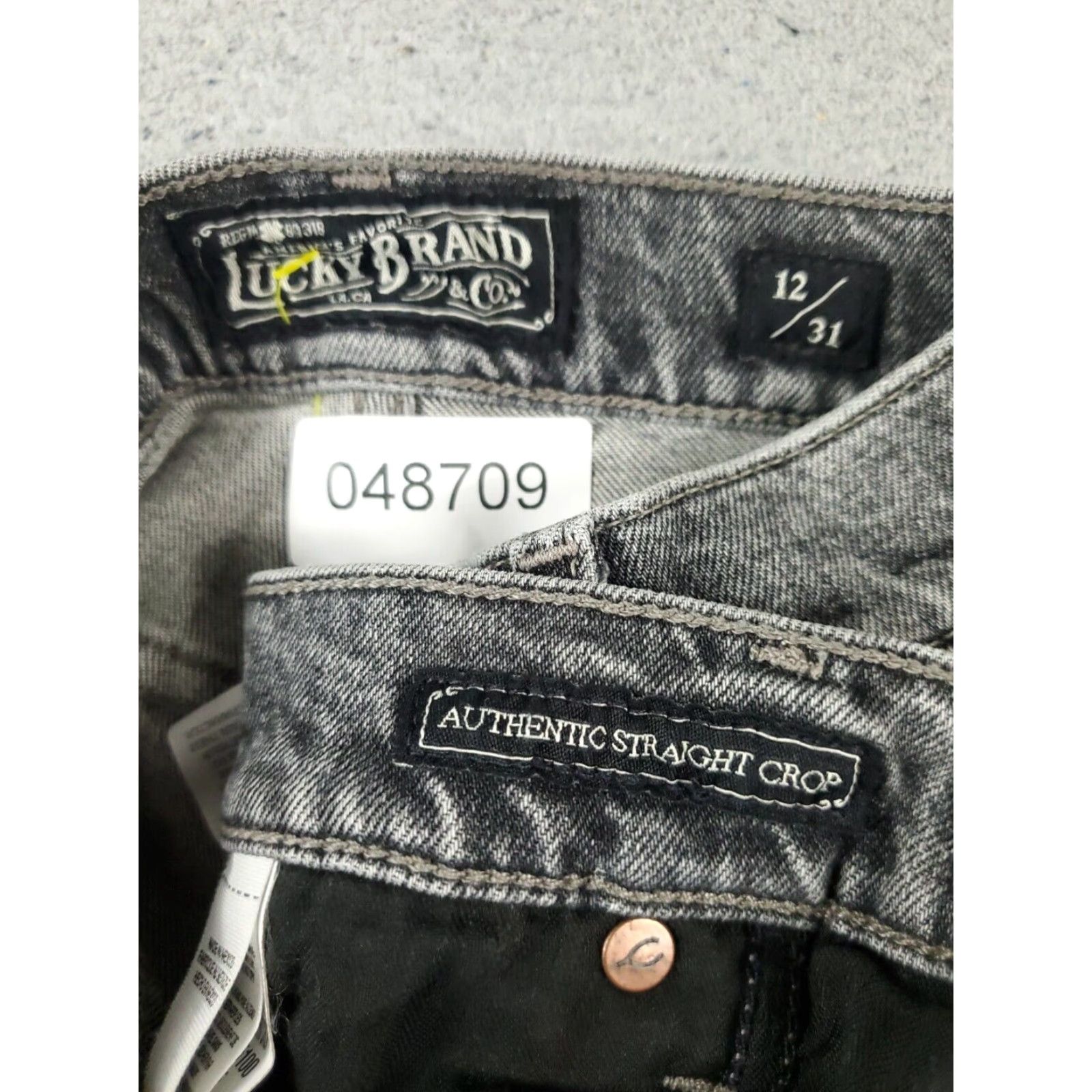 Lucky Brand Lucky Brand Womens Gray Straight Crop Jeans Size 12/31 34x26 Regular Fit Size 34" / US 12 / IT 48 - 8 Thumbnail