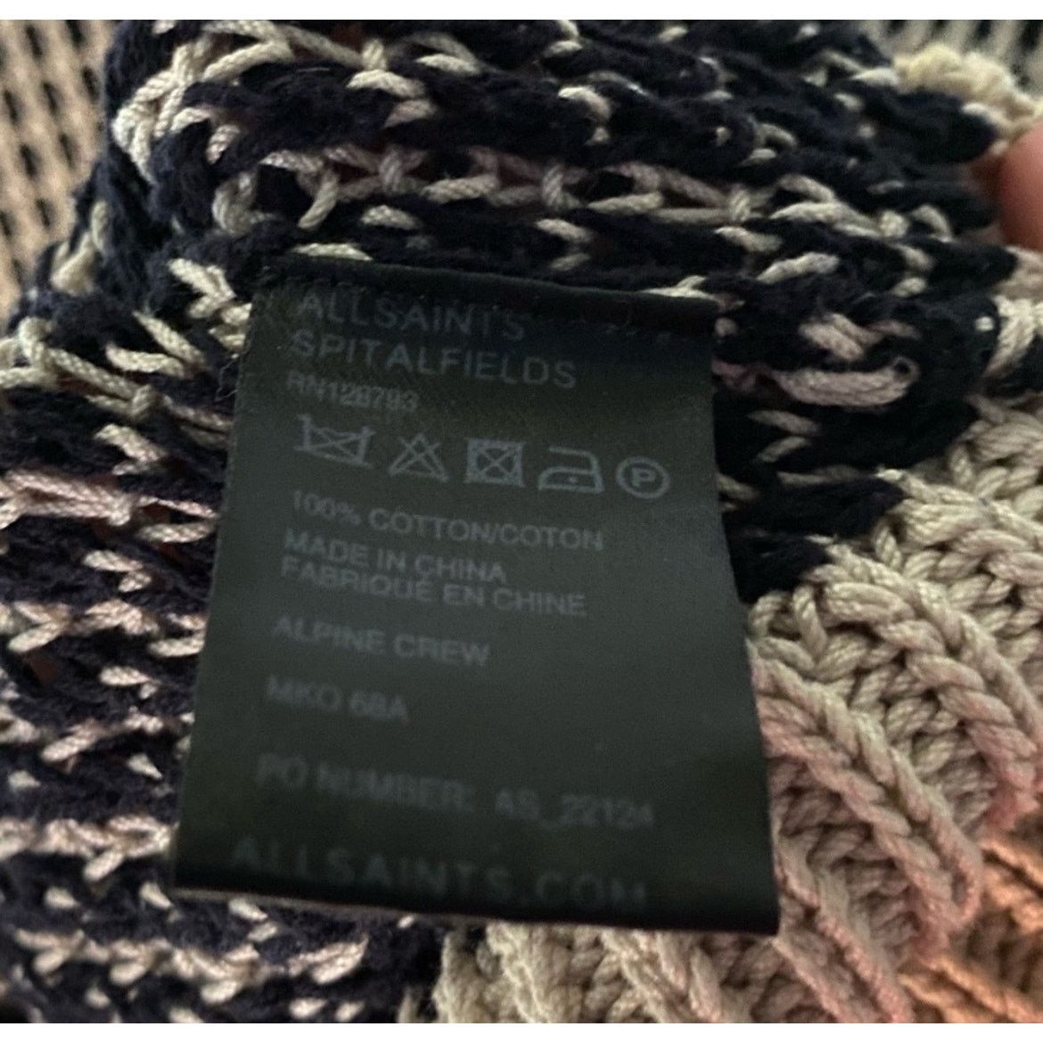 Allsaints ALL‎ SAINTS SPITALFIELDS Black/Beige Men’s Sweater Size US L / EU 52-54 / 3 - 5 Thumbnail