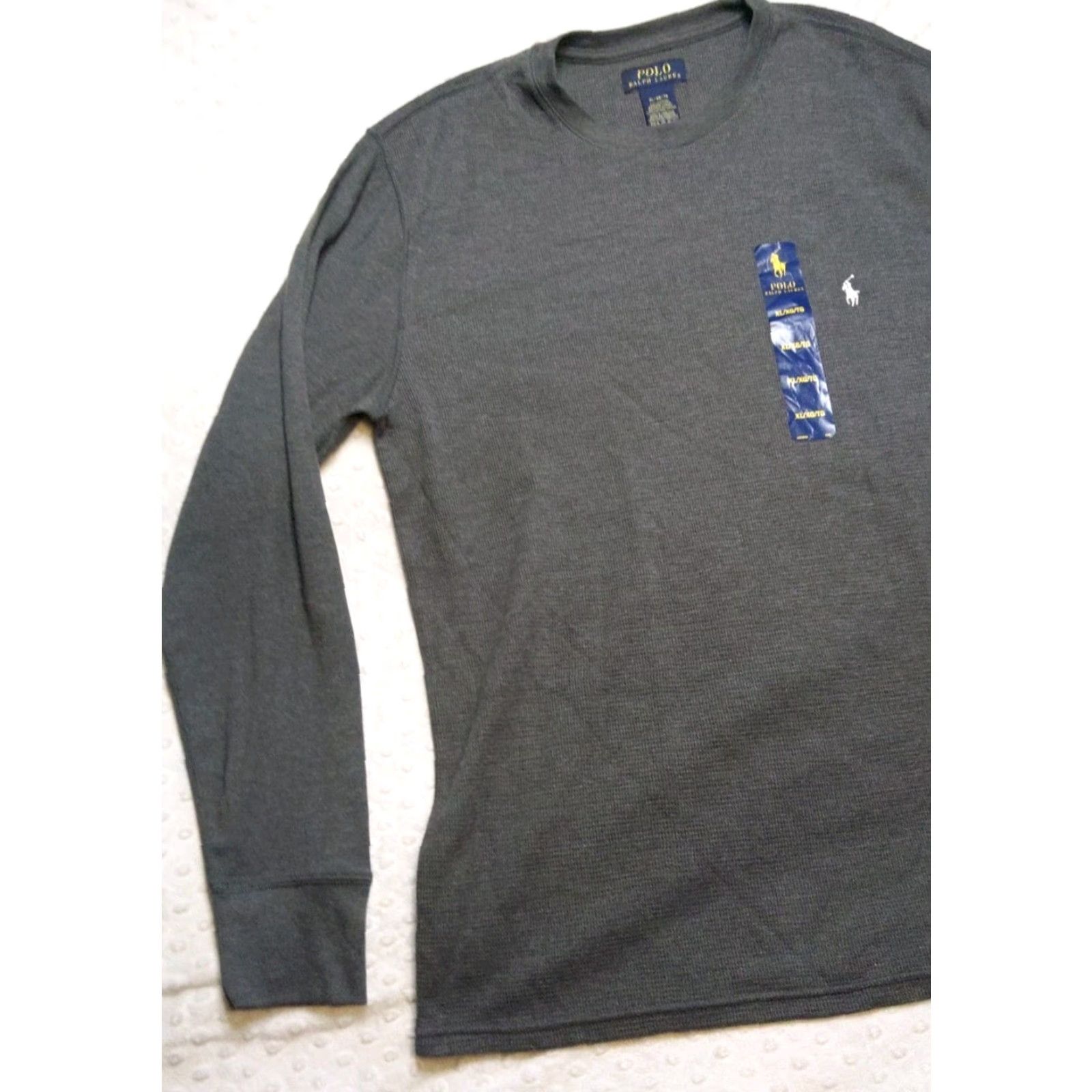 Polo Ralph Lauren Polo Ralph Lauren Dark Gray Knit Thermal Crew Neck Long Sleeve Top Mens 2XL NEW Size US XXL / EU 58 / 5 - 4 Thumbnail