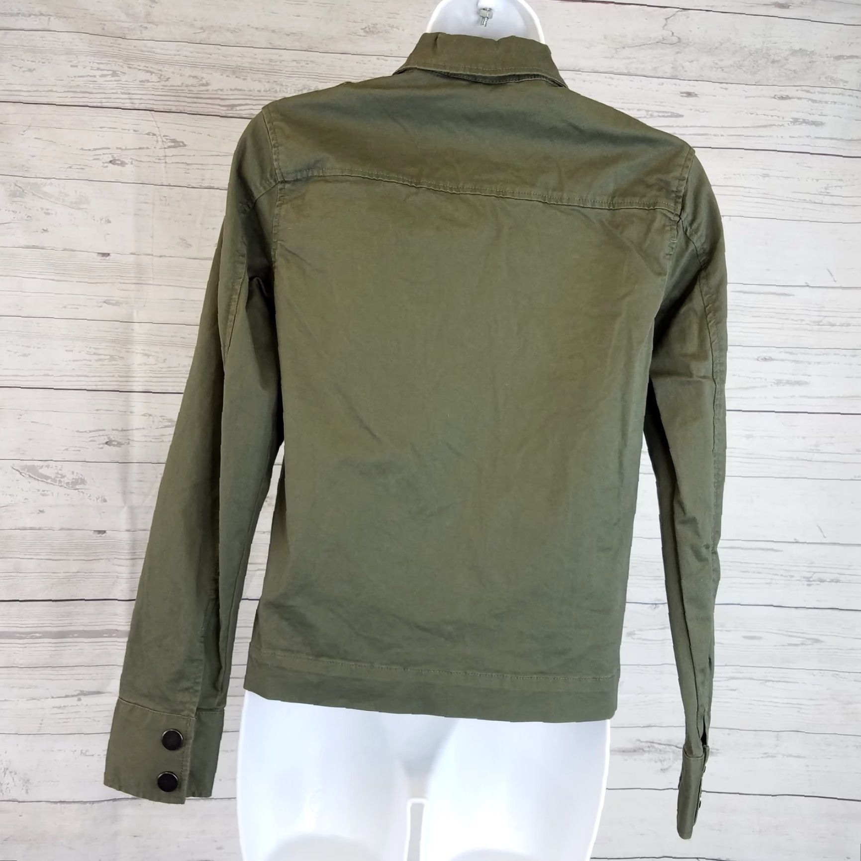 Vintage A New Day Womens Top XS Green Beaded Snap Buttons Long Sleeve Cotton Blend Blouse Velcro? Size XS / US 0-2 / IT 36-38 - 4 Thumbnail