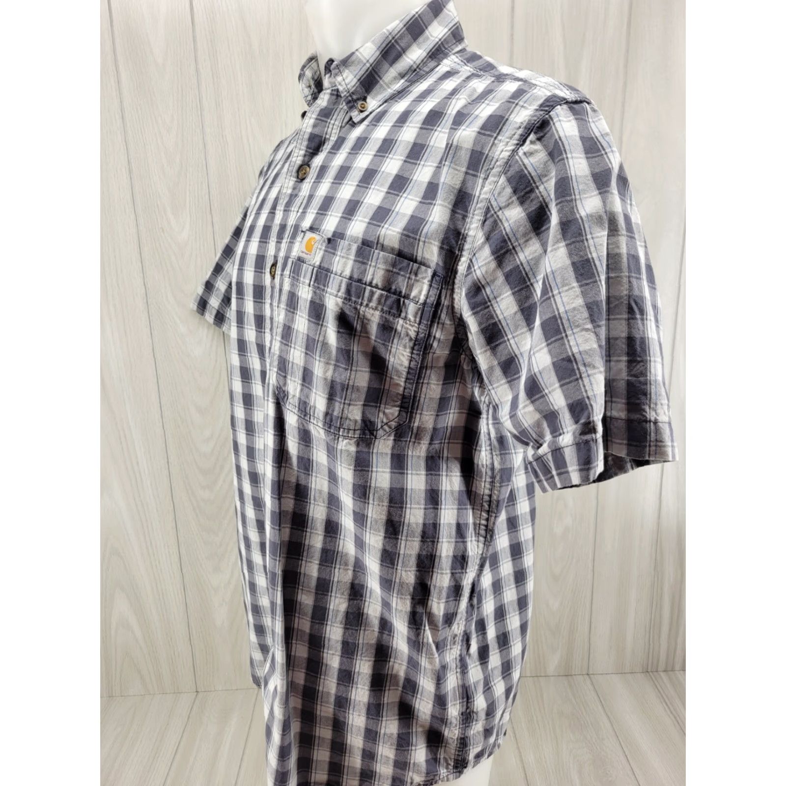 Carhartt Carhartt Shirt Mens M Blue Gray Plaid Relaxed Fit Button-Down Short Sleeve Vintage No Size US M / EU 48-50 / 2 - 2 Thumbnail