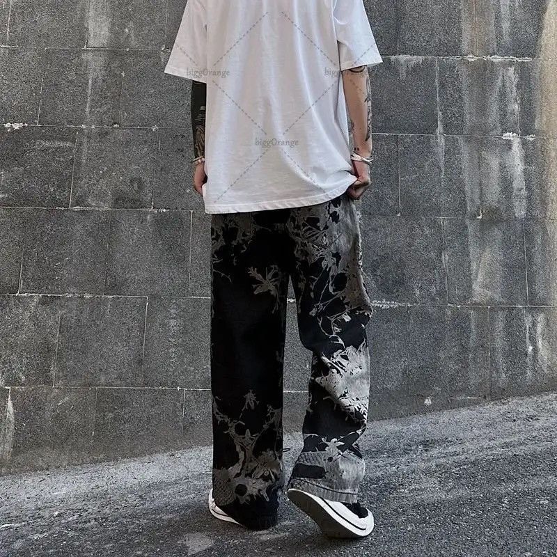 Designer × Japanese Brand Straight Wide Leg Pants Graffiti Print Casual Jeans Y2k Size US 32 / EU 48 - 4 Thumbnail