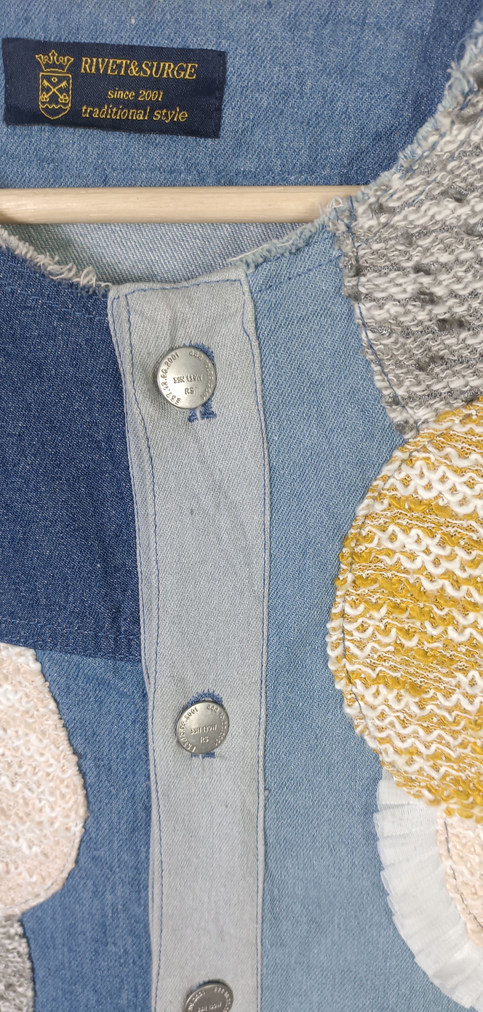 Japanese Brand Rivet & Surge Tsukihugi Pacthwork Denim Jacket Size US XL / EU 56 / 4 - 10 Thumbnail