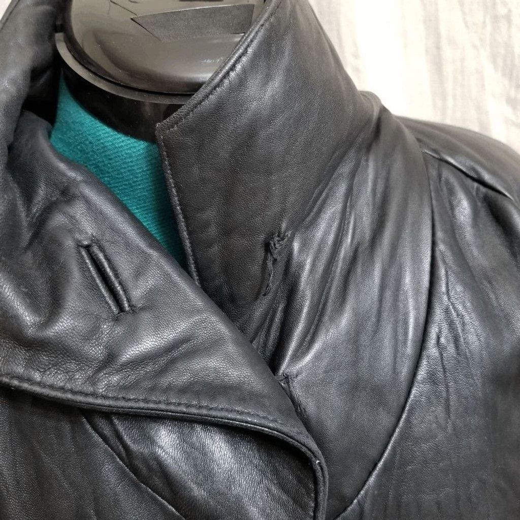 Vintage Verducci buttoned neck long leather jacket sz M 226 Size M / US 6-8 / IT 42-44 - 4 Thumbnail