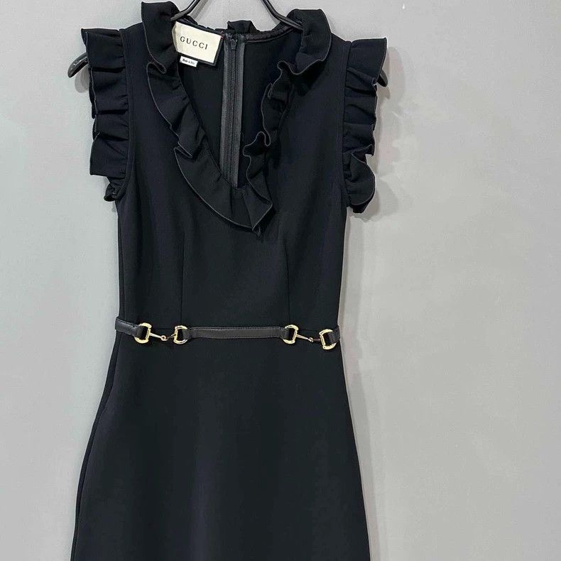 Gucci Gucci Black horse buckle waistless sleeveless dress 2506-Ne Size XXS / US 00 / IT 34 - 2 Thumbnail