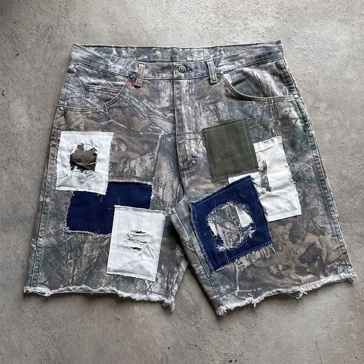 image of Crazy Vintage Patchwork Realtree Camo Shorts, Men's