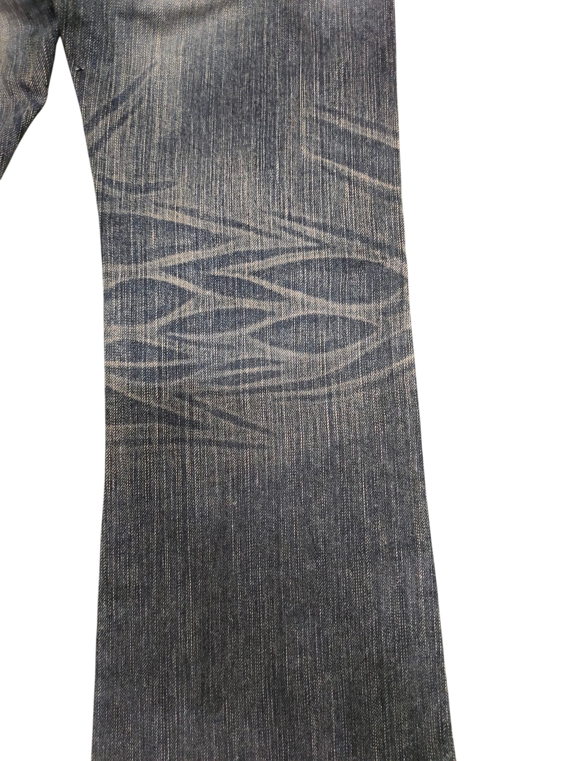 Tornado Mart Flare Jeans Edwin Blue Trip Leather Trim Clawmark Bootcut Size US 29 - 4 Thumbnail