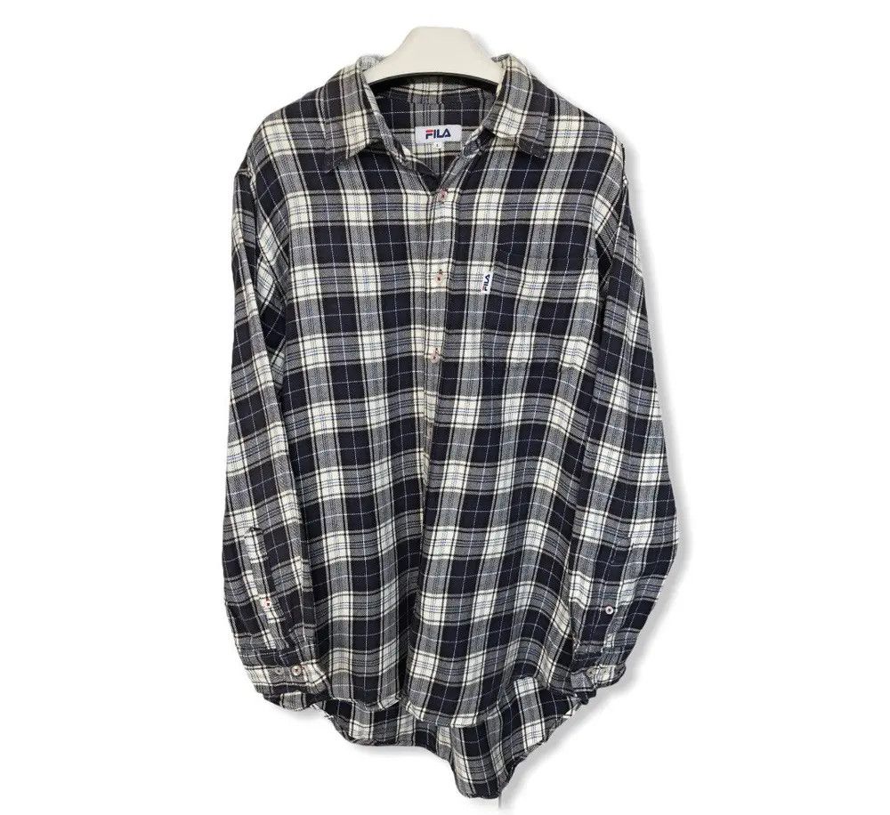 Fila × Flannel Vintage Fila Plaid Tartan Flannel Shirt 👕 Size US L / EU 52-54 / 3 - 1 Thumbnail
