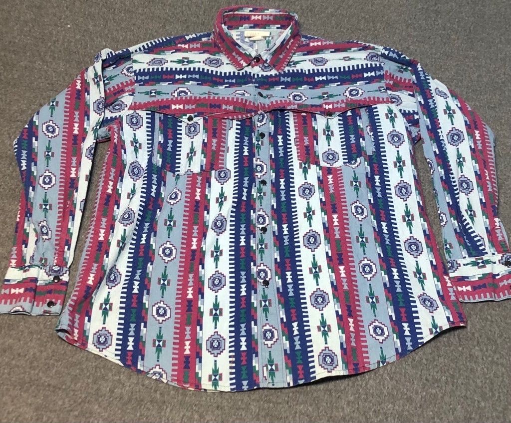 Other Aztec Print Brushpopper Western Shirt Retro Vintage 90s Size US XXL / EU 58 / 5 - 1 Thumbnail