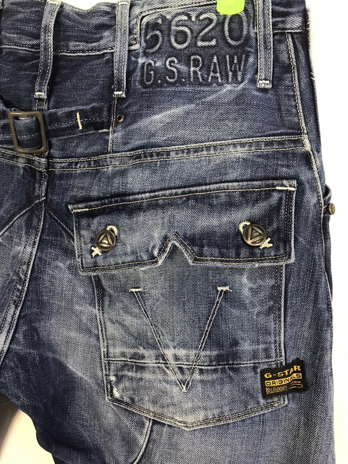 G-Star G Star Raw 3 Denim Biker Design Indigo Low Rise Straight Cut Size US 29 - 5 Thumbnail